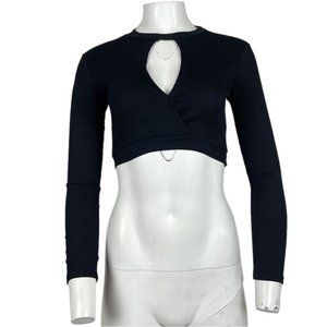 Charlotte Russe Ribbed Crop Top Black Size XS